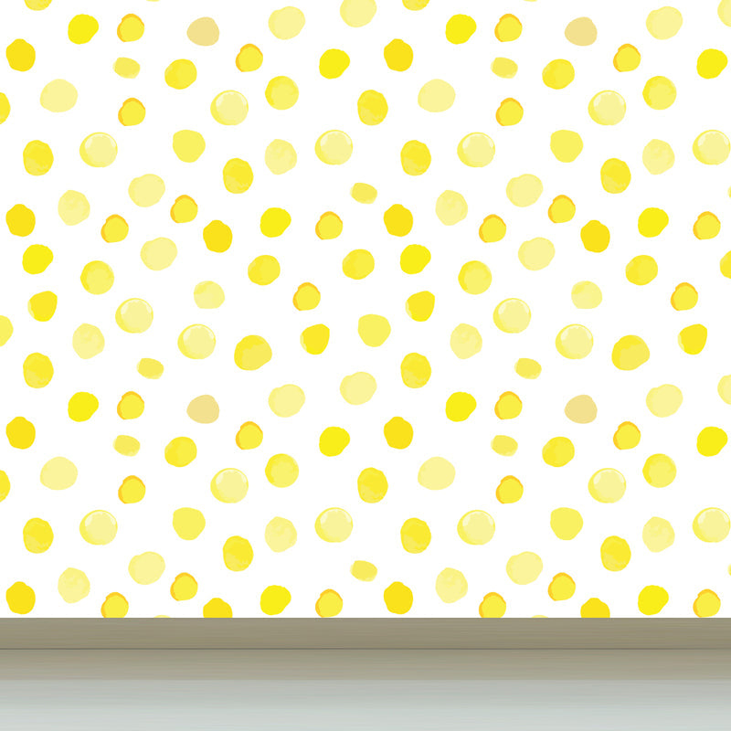 Flower and Leaf Print Mural Modern Waterproof Girls Bedroom Wall Art, Custom Size Yellow Clearhalo 'Wall Decor' 'Wall Mural' 1807313