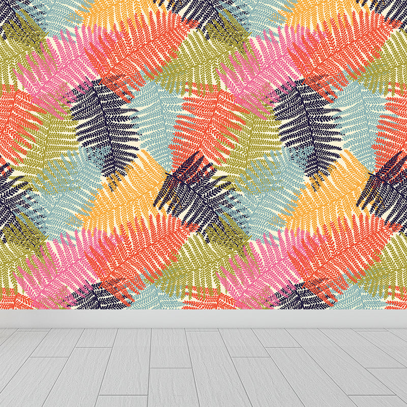 Botanical Leaf Printed Wallpaper Mural Contemporary Non-Woven Wall Art in Dark Color Clearhalo 'Wall Decor' 'Wall Mural' 1807429