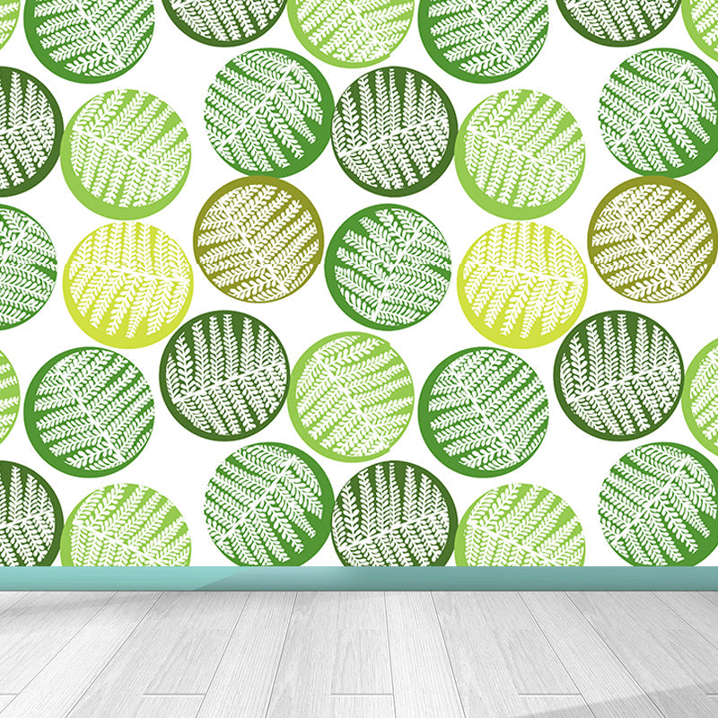 Botanical Leaf Printed Wallpaper Mural Contemporary Non-Woven Wall Art in Dark Color Light Green Clearhalo 'Wall Decor' 'Wall Mural' 1807433
