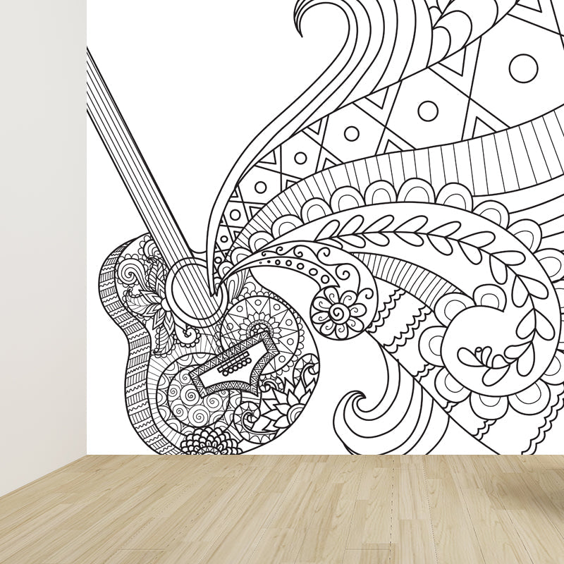 Kids Fantasy Secret Garden Mural Decal Black and White Waterproofing Wall Art for Room Clearhalo 'Wall Decor' 'Wall Mural' 1807484
