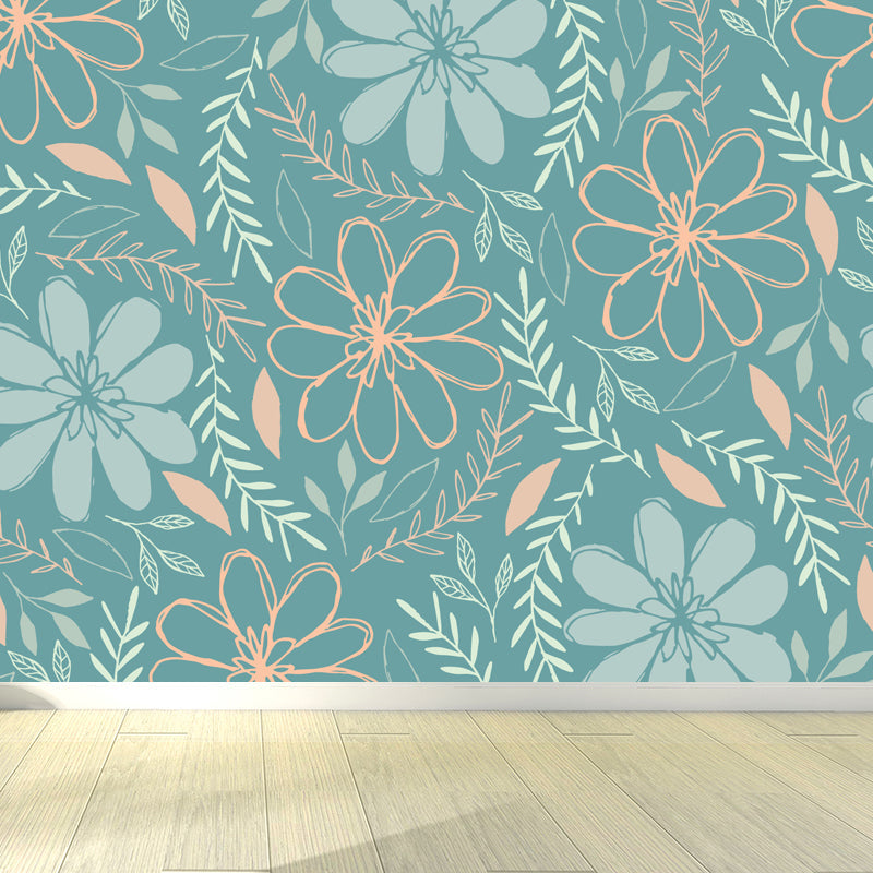 Smooth Botanics Wall Paper Mural Personalized Trendy Wall Covering for Accent Wall Clearhalo 'Wall Decor' 'Wall Mural' 1807670