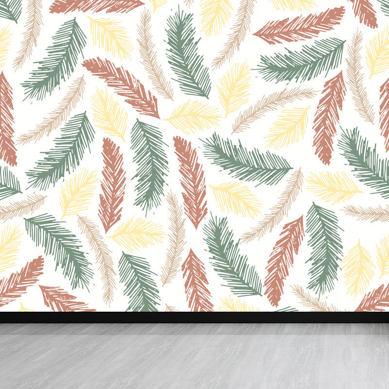 Big Leaves Print Wall Mural Decal Modern Stylish Botanic Wall Decor in Light Color Yellow Clearhalo 'Wall Decor' 'Wall Mural' 1807708