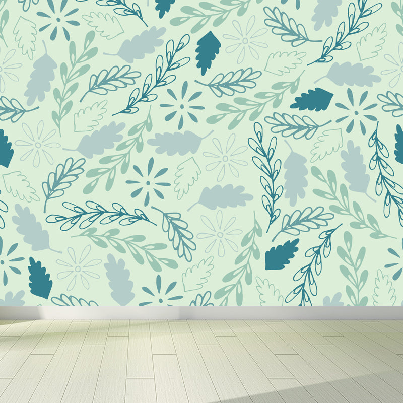 Botanical Print Mural Wallpaper Pastel Color Contemporary Wall Covering for Bedroom Clearhalo 'Wall Decor' 'Wall Mural' 1807794