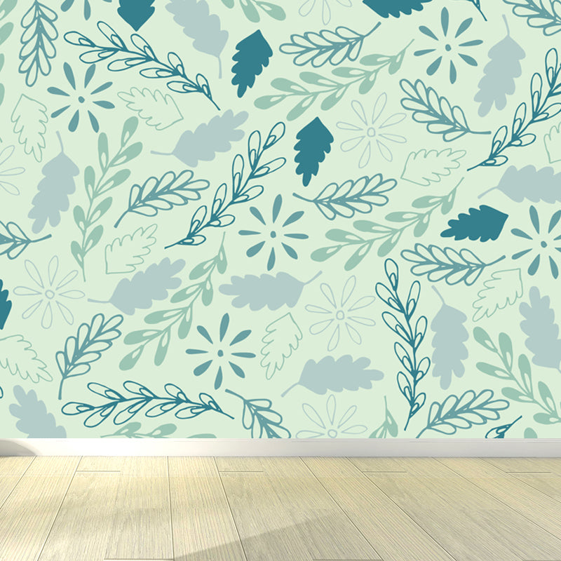Botanical Print Mural Wallpaper Pastel Color Contemporary Wall Covering for Bedroom Clearhalo 'Wall Decor' 'Wall Mural' 1807795