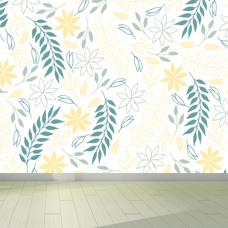 Botanical Print Mural Wallpaper Pastel Color Contemporary Wall Covering for Bedroom Clearhalo 'Wall Decor' 'Wall Mural' 1807800