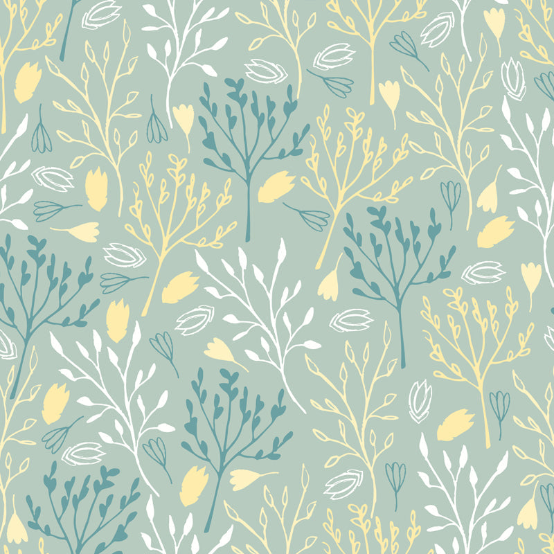 Botanical Print Mural Wallpaper Pastel Color Contemporary Wall Covering for Bedroom Clearhalo 'Wall Decor' 'Wall Mural' 1807816