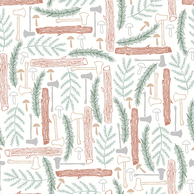Illustration Leaves Pattern Wall Mural for Living Room, Pastel Color, Personalized Clearhalo 'Wall Decor' 'Wall Mural' 1807861