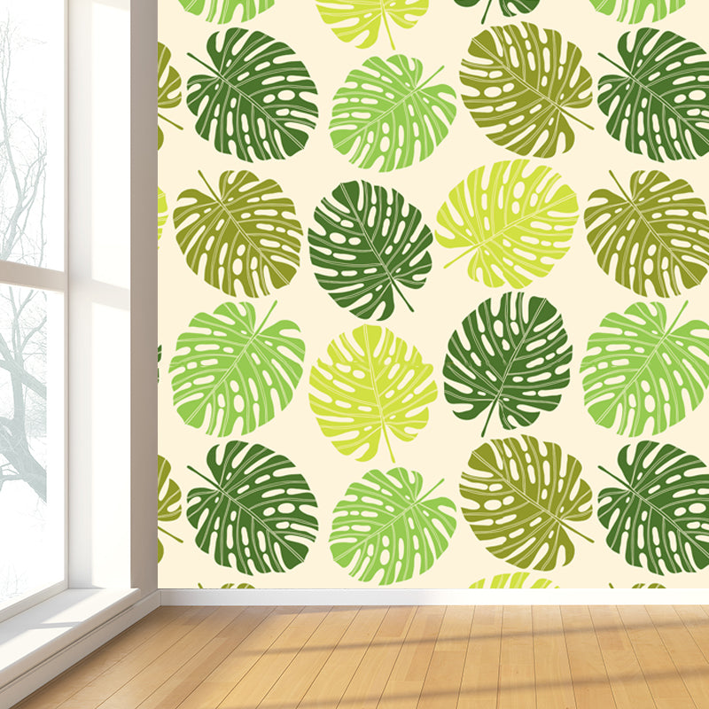 Contemporary Botanical Print Mural Decal Soft Color Dining Room Wall Covering, Custom Clearhalo 'Wall Decor' 'Wall Mural' 1807960