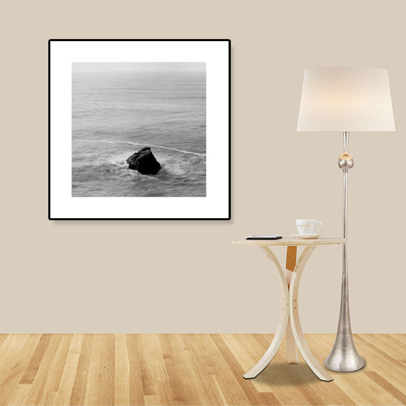 Dark Photograph Sea Scenery Art Print Textured Contemporary Living Room Wall Decor Black Clearhalo 'Art Gallery' 'Canvas Art' 'Coastal Art Gallery' 'Tropical' Arts' 1808333