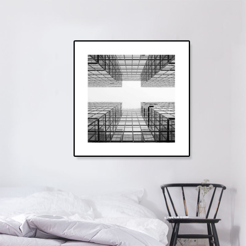 Grey Skyscraper Wall Art Architecture Contemporary Textured Canvas Print for Home Clearhalo 'Art Gallery' 'Canvas Art' 'Contemporary Art Gallery' 'Modern' Arts' 1808354