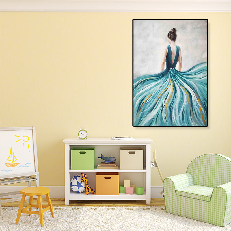 Dressing Maiden Back Scene Canvas Textured Glam Style for Girls Bedroom Wall Art Decor