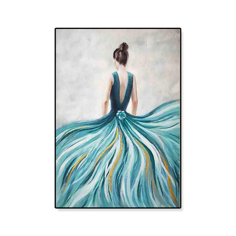 Dressing Maiden Back Scene Canvas Textured Glam Style for Girls Bedroom Wall Art Decor