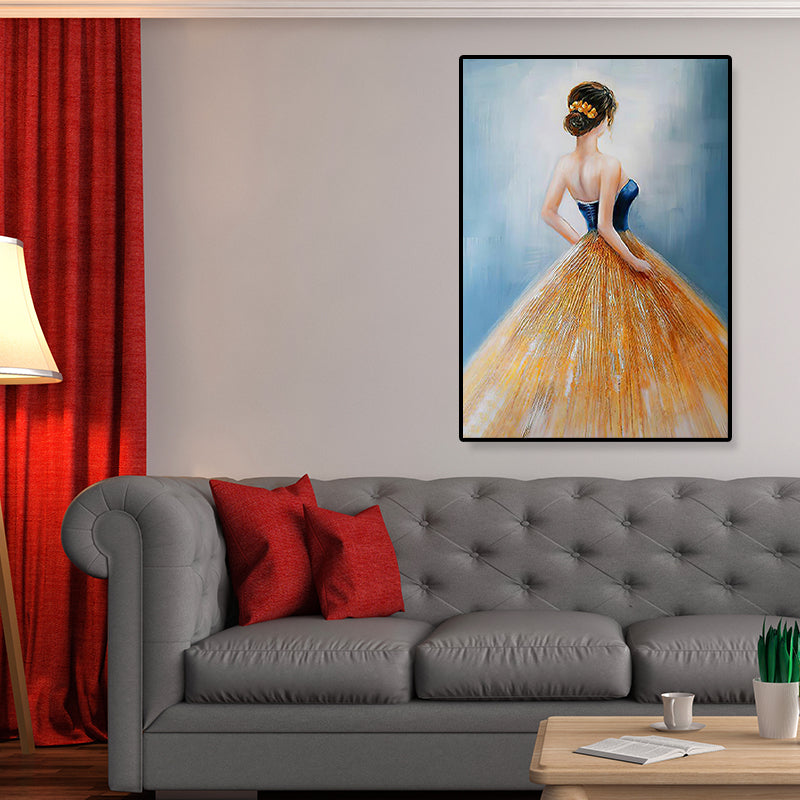 Dressing Maiden Back Scene Canvas Textured Glam Style for Girls Bedroom Wall Art Decor