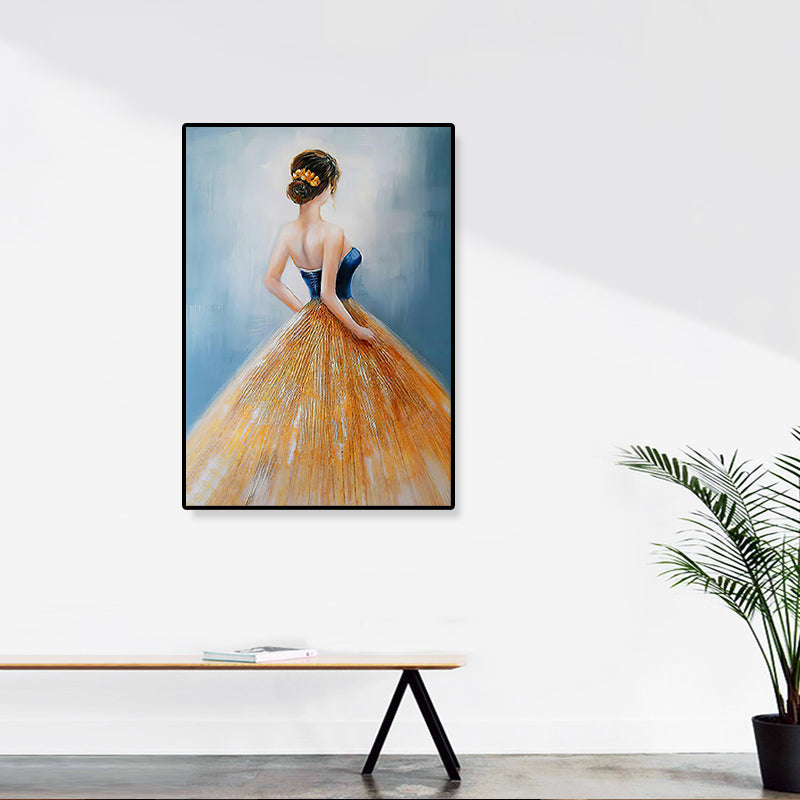 Dressing Maiden Back Scene Canvas Textured Glam Style for Girls Bedroom Wall Art Decor