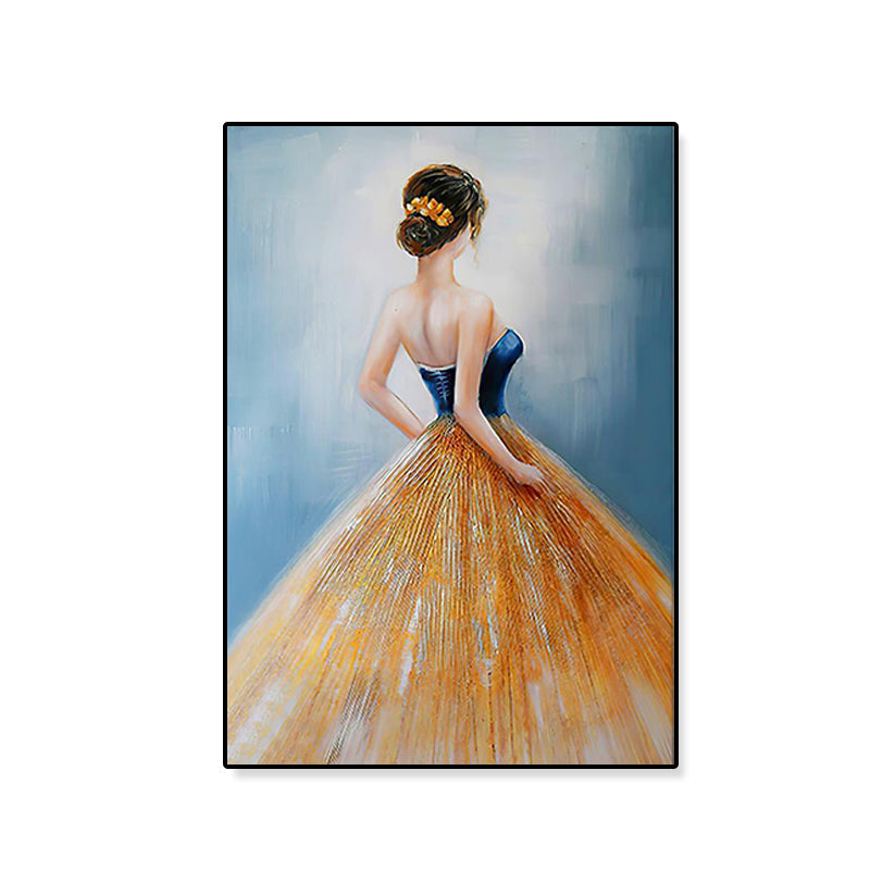 Dressing Maiden Back Scene Canvas Textured Glam Style for Girls Bedroom Wall Art Decor