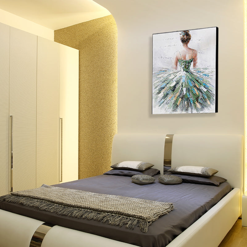 Dressing Maiden Back Scene Canvas Textured Glam Style for Girls Bedroom Wall Art Decor