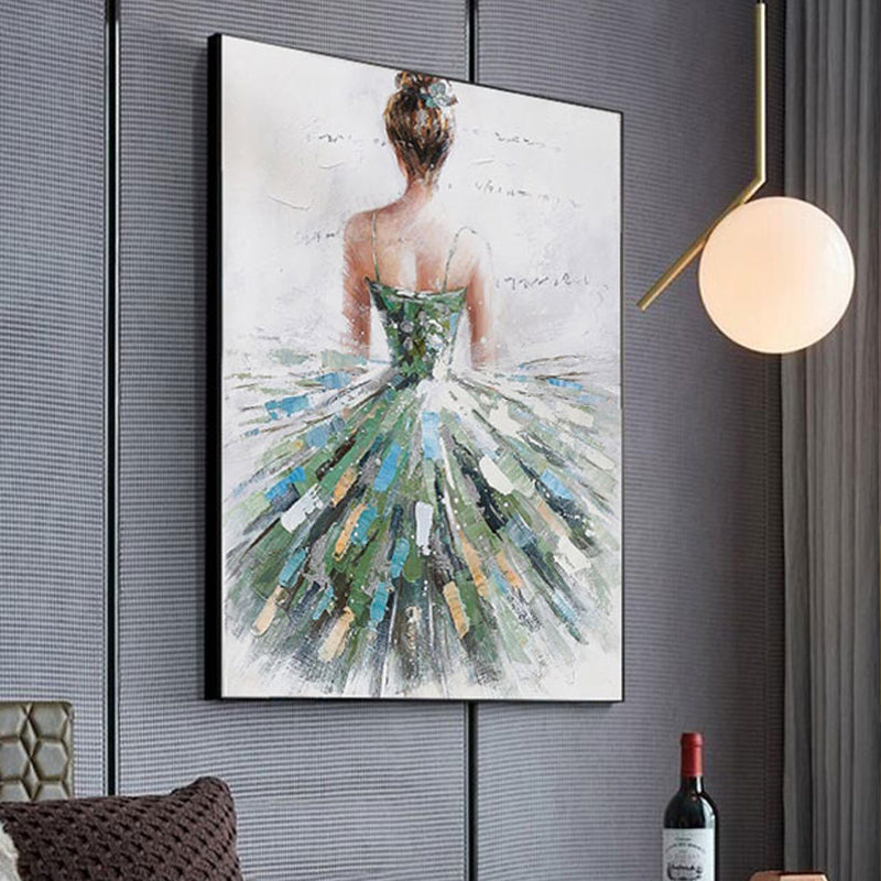 Dressing Maiden Back Scene Canvas Textured Glam Style for Girls Bedroom Wall Art Decor