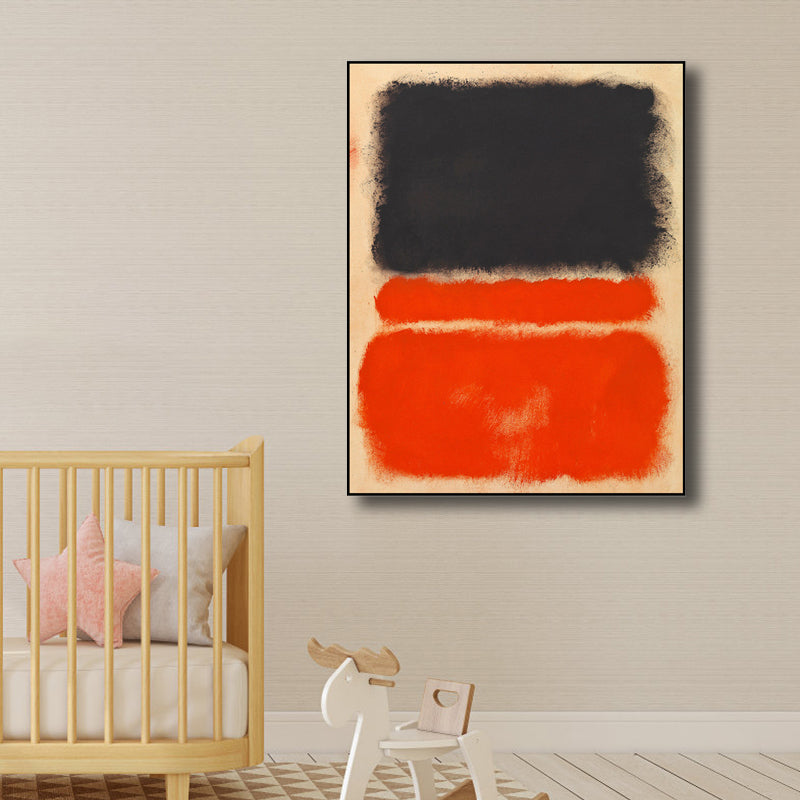Light Color Hand Printed Canvas Textured Abstract Expressionism House Interior Painting - Red - Clearhalo - 'Arts' - 'Canvas Art' - 1808829