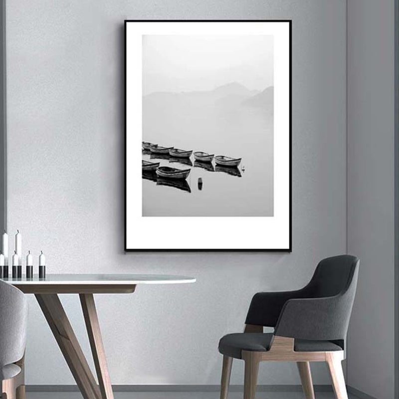 Grey Tropical Canvas Wall Art Photographic Scenery Print Wall Decor for Dining Room Light Gray Clearhalo 'Art Gallery' 'Canvas Art' 'Coastal Art Gallery' 'Tropical' Arts' 1808859