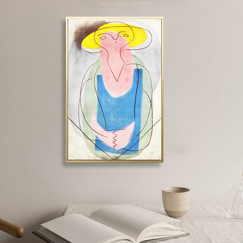Modern Picasso Woman Painting Art Print Blue Textured Wall Decor for House Interior - Blue - Clearhalo - 'Arts' - 'Canvas Art' - 1809224