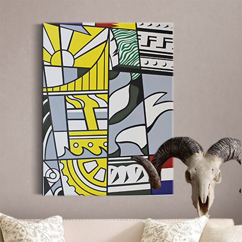 Gray Newfangled Pattern Wall Decor Abstract Pop Art Textured Canvas for Girls Room
