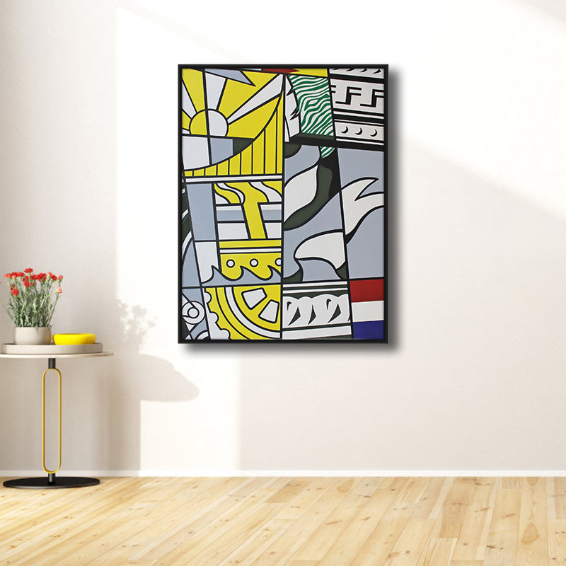 Gray Newfangled Pattern Wall Decor Abstract Pop Art Textured Canvas for Girls Room