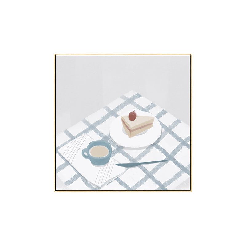 Blue Cake and Drink Wall Decor Foods Nordic Stylish Textured Canvas Wall Art for Playroom - Clearhalo - 'Arts' - 'Canvas Art' - 1809356