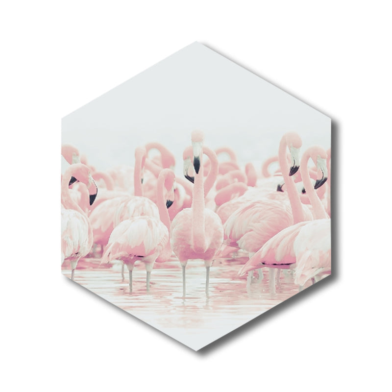 Flamingo Canvas Print House Interior Photography Tropical Animal Wall Art in Pink, Textured Clearhalo 'Art Gallery' 'Canvas Art' 'Coastal Art Gallery' 'Tropical' Arts' 1809456