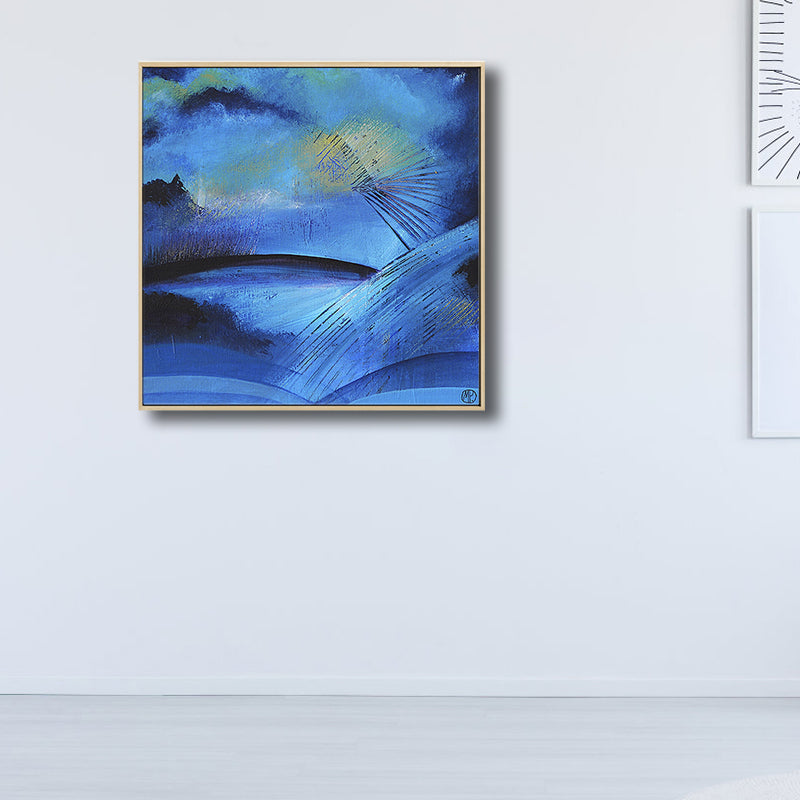 Dark Night Lake Scene Painting Abstract Traditional Textured Canvas Art for Home Clearhalo 'Art Gallery' 'Canvas Art' 'Traditional' Arts' 1809657