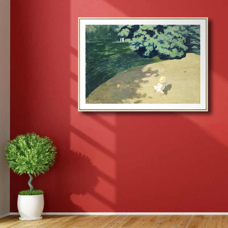 Park Scenery Wall Art Rustic Sunny Spring Canvas Print in Pastel Color for Living Room Yellow Clearhalo 'Art Gallery' 'Canvas Art' 'Country Art Gallery' 'French Country' 'Rustic' Arts' 1809806