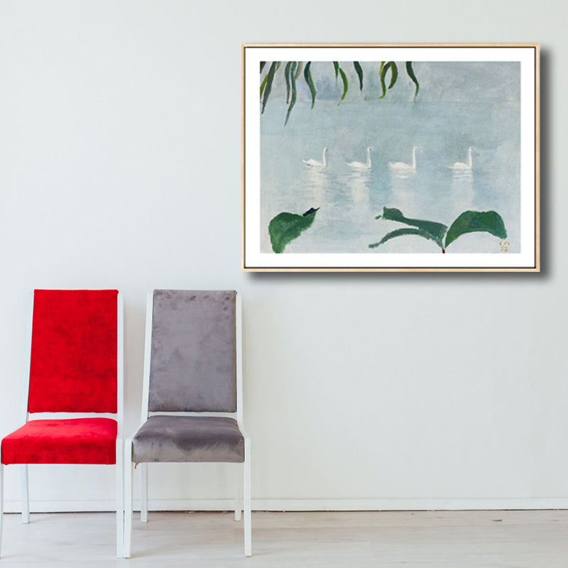 Park Scenery Wall Art Rustic Sunny Spring Canvas Print in Pastel Color for Living Room Clearhalo 'Art Gallery' 'Canvas Art' 'Country Art Gallery' 'French Country' 'Rustic' Arts' 1809823