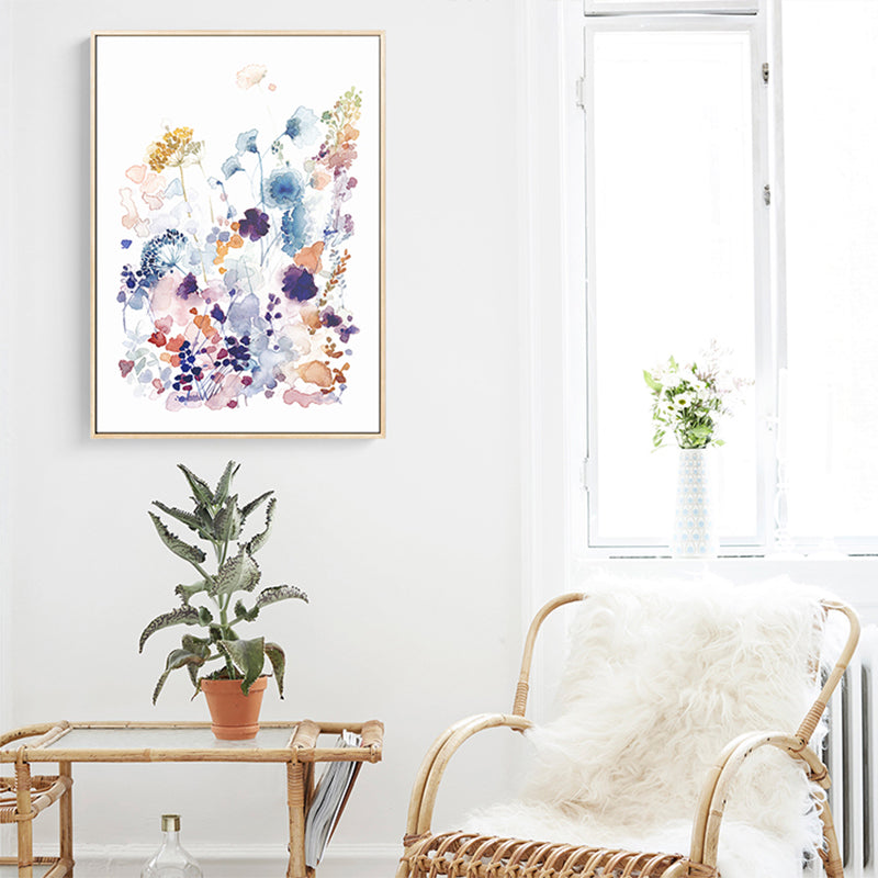 Rustic Flower Blossom Canvas Print Soft Color Living Room Wall Art Decor, Textured Blue Clearhalo 'Art Gallery' 'Canvas Art' 'Country Art Gallery' 'French Country' 'Rustic' Arts' 1809915