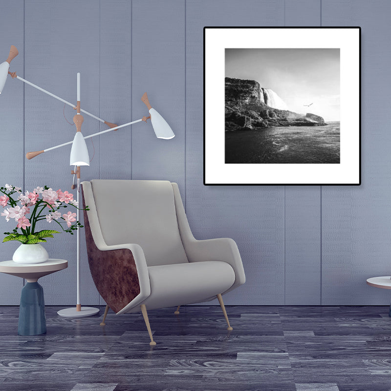 Textured Bridge Wall Art Decor Modern Nostalgic Scenery Canvas Print in Dark Color Grey Clearhalo 'Arts' 'Canvas Art' 1809962
