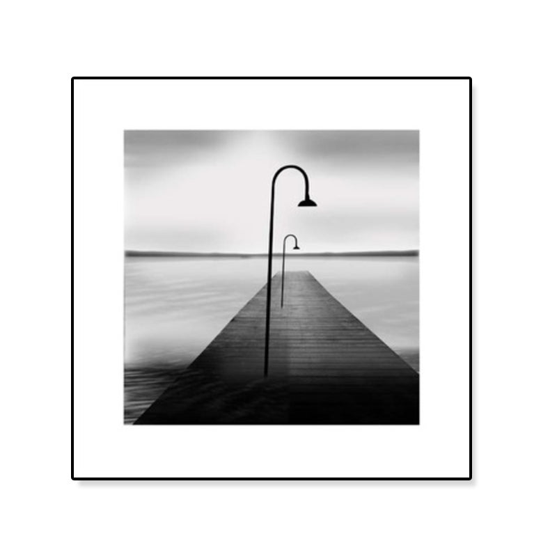 Textured Bridge Wall Art Decor Modern Nostalgic Scenery Canvas Print in Dark Color Clearhalo 'Arts' 'Canvas Art' 1809969