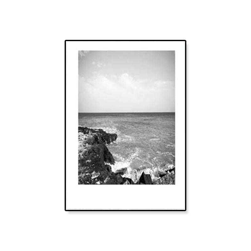 Tropical Rocky Bay Seascape Canvas Print Dark Color Textured Wall Art for Living Room Clearhalo 'Art Gallery' 'Canvas Art' 'Coastal Art Gallery' 'Tropical' Arts' 1810193