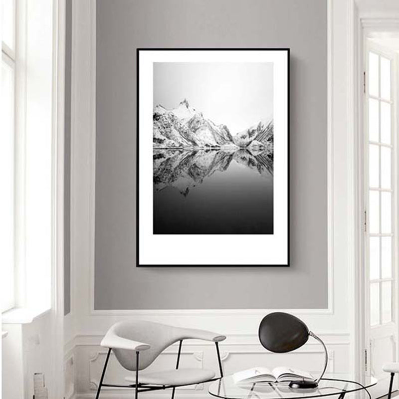 Tropical Rocky Bay Seascape Canvas Print Dark Color Textured Wall Art for Living Room Light Gray Clearhalo 'Art Gallery' 'Canvas Art' 'Coastal Art Gallery' 'Tropical' Arts' 1810196