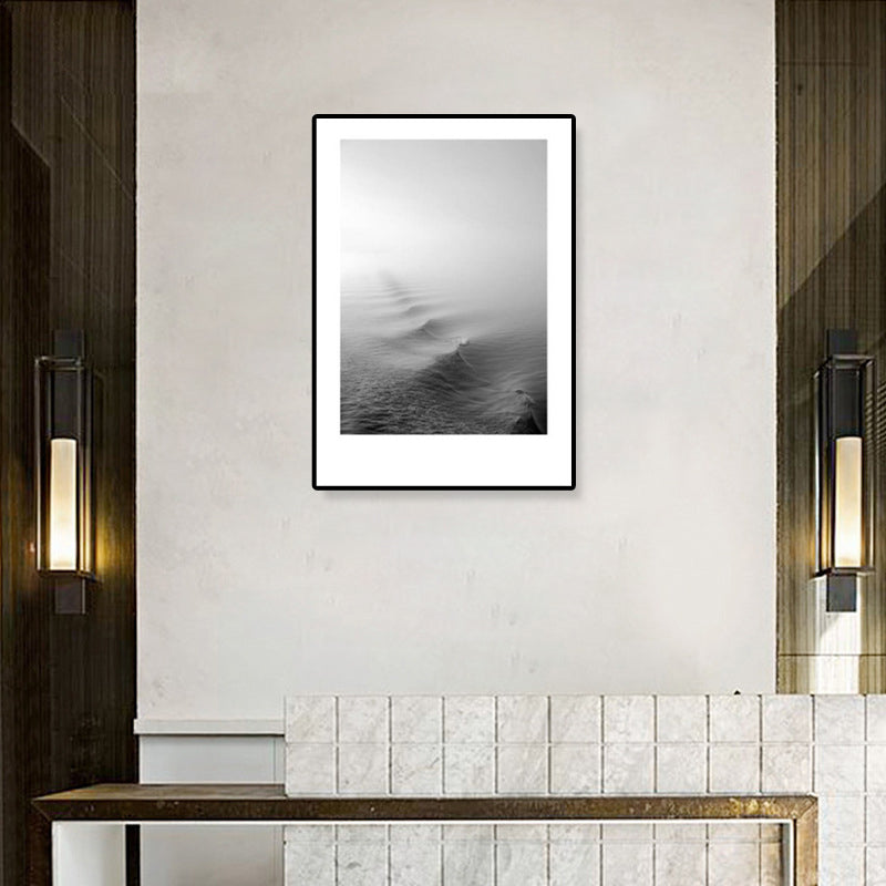Tropical Rocky Bay Seascape Canvas Print Dark Color Textured Wall Art for Living Room Clearhalo 'Art Gallery' 'Canvas Art' 'Coastal Art Gallery' 'Tropical' Arts' 1810205