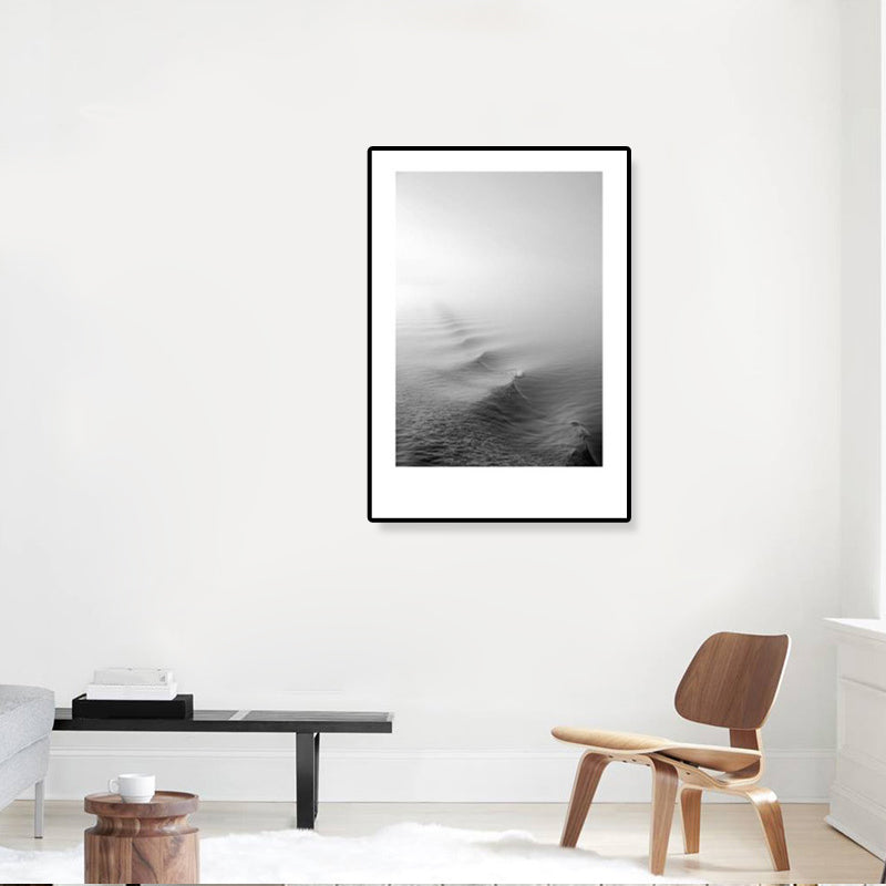 Tropical Rocky Bay Seascape Canvas Print Dark Color Textured Wall Art for Living Room Clearhalo 'Art Gallery' 'Canvas Art' 'Coastal Art Gallery' 'Tropical' Arts' 1810206