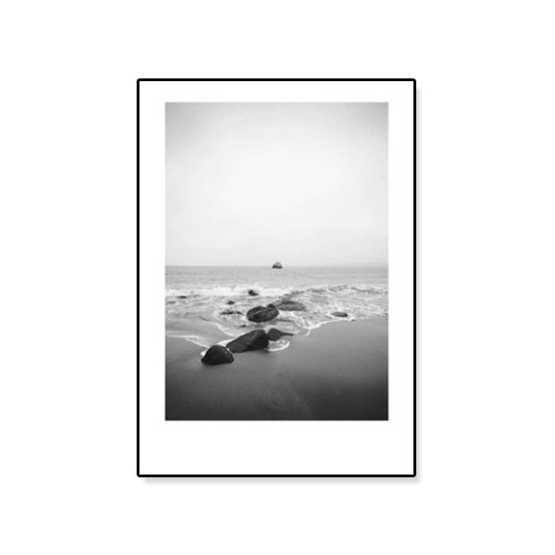 Tropical Rocky Bay Seascape Canvas Print Dark Color Textured Wall Art for Living Room Clearhalo 'Art Gallery' 'Canvas Art' 'Coastal Art Gallery' 'Tropical' Arts' 1810211
