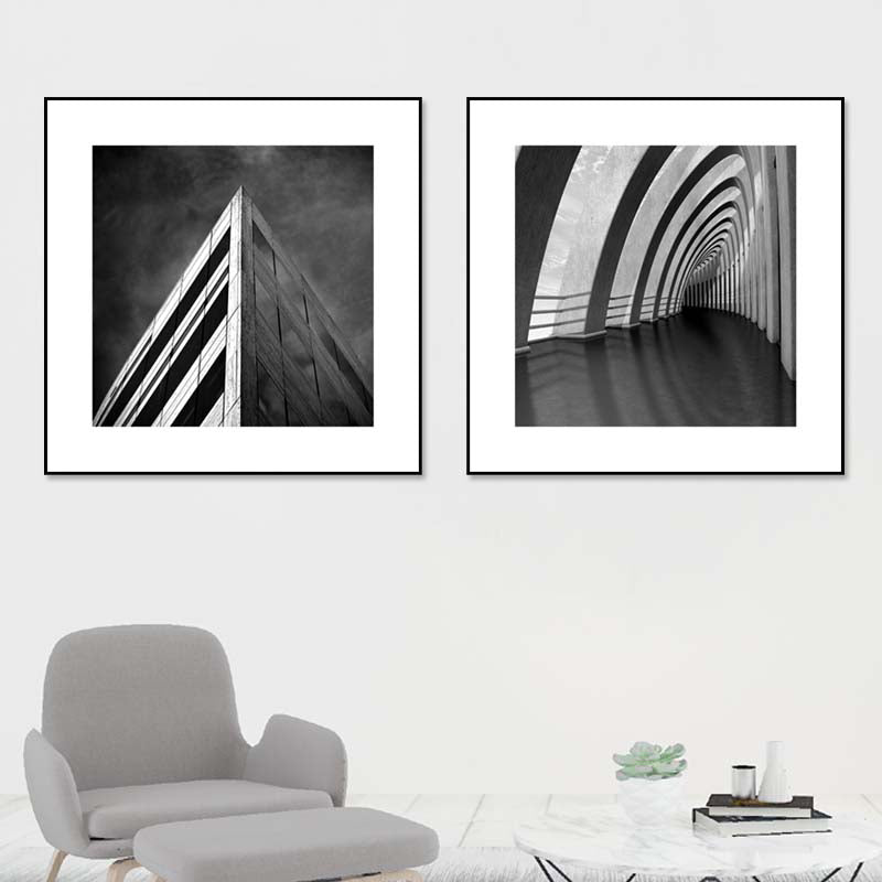 Photograph Architecture Wall Art Print in Dark Color Canvas Wall Decor, Textured Clearhalo 'Art Gallery' 'Canvas Art' 'Contemporary Art Gallery' 'Modern' Arts' 1810223