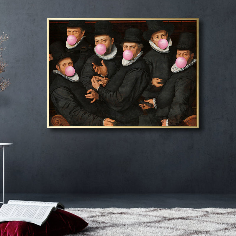 Chewing Gum Canvas Art Funky Spoof Gentlemen Wall Decor in Dark Color for Bedroom Clearhalo 'Arts' 'Canvas Art' 1810260
