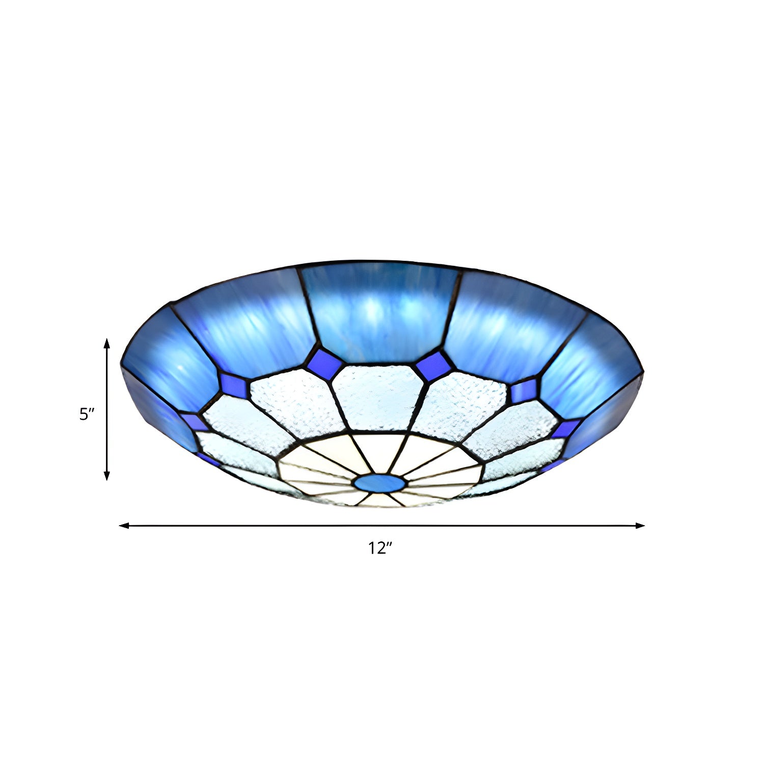 12"/16"/19.5" W Tiffany Blue/Light Blue Flush Ceiling Light with Bowl Shade Stained Glass Flushmount for Living Room Clearhalo 'Ceiling Lights' 'Close To Ceiling Lights' 'Close to ceiling' 'Flush mount' Lighting' 181030