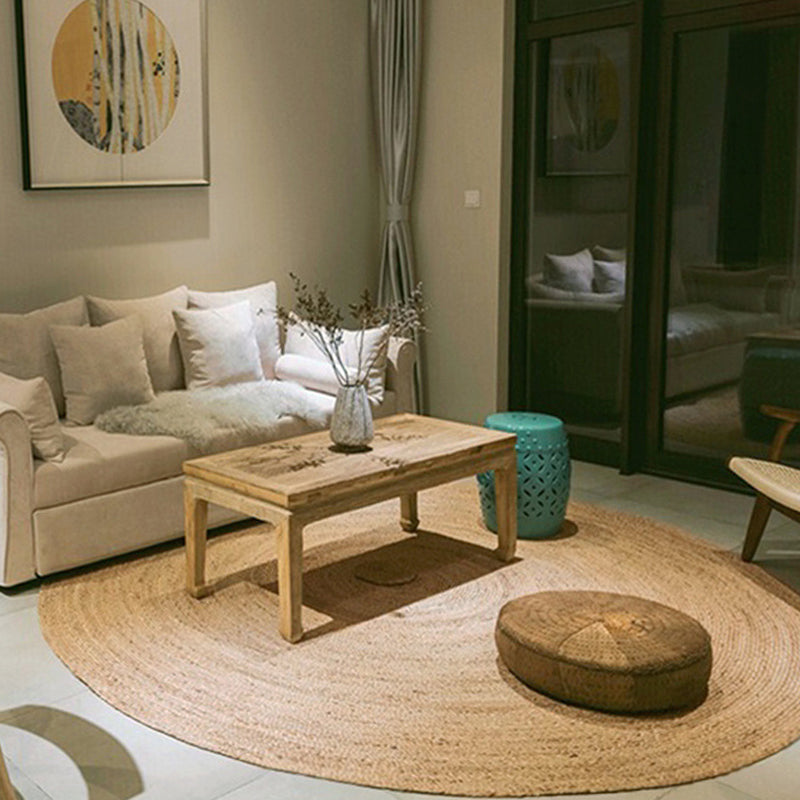 Brown Plain Rug Jute Rural Rug Washable Anti-Slip Pet Friendly Area Rug for Living Room Clearhalo 'Area Rug' 'Rug' 1810544