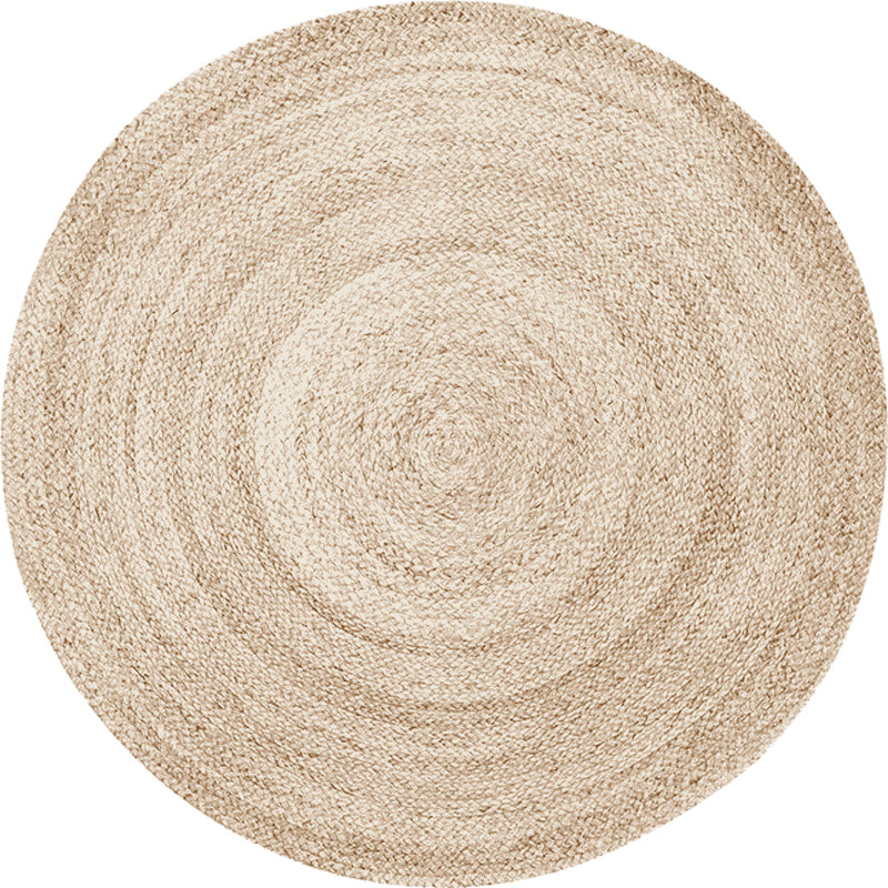 Beige Plain Rug Jute Rural Rug Washable Anti-Slip Pet Friendly Area Rug for Living Room Clearhalo 'Area Rug' 'Rug' 1810563
