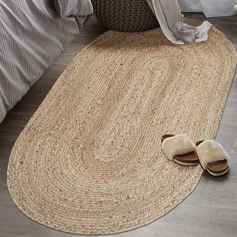 Brown Living Room Rug Rustic Solid Color Rug Jute Pet Friendly Anti-Slip Washable Area Rug for Decoration Brown 2'11" x 4'11" Clearhalo 'Area Rug' 'Rug' 1810581