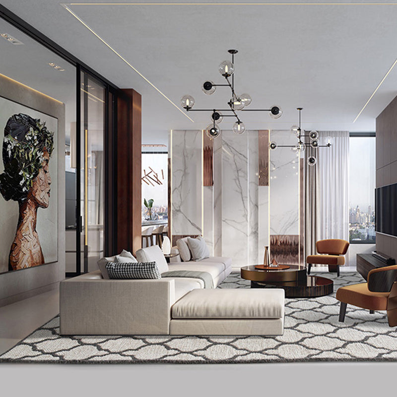 Brown Geometric Ogee Pattern Rug Jute Rural Rug Washable Anti-Slip Pet Friendly Area Rug for Living Room Clearhalo 'Area Rug' 'Rug' 1810797