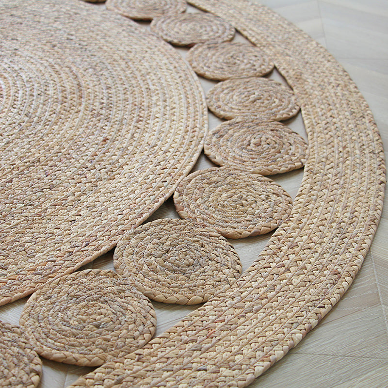 Khaki and Brown Bedroom Rug Rustic Solid Color Rug Sisal Reversible Washable Pet Friendly Area Rug Khaki Clearhalo 'Area Rug' 'Rug' 1810811