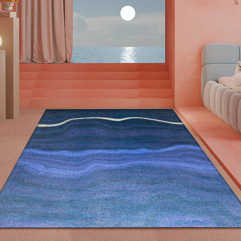 Creative Abstract Rug Green and Blue Modernism Rug Polyester Pet Friendly Washable Non-Slip Area Rug for Bedroom Blue 4'7" x 6'7" Clearhalo 'Area Rug' 'Rug' 1810953