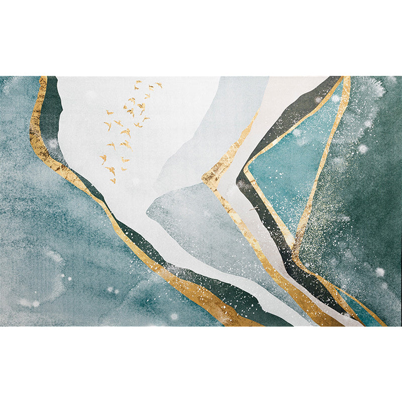 Creative Abstract Rug Green and Blue Modernism Rug Polyester Pet Friendly Washable Non-Slip Area Rug for Bedroom Clearhalo 'Area Rug' 'Rug' 1810965