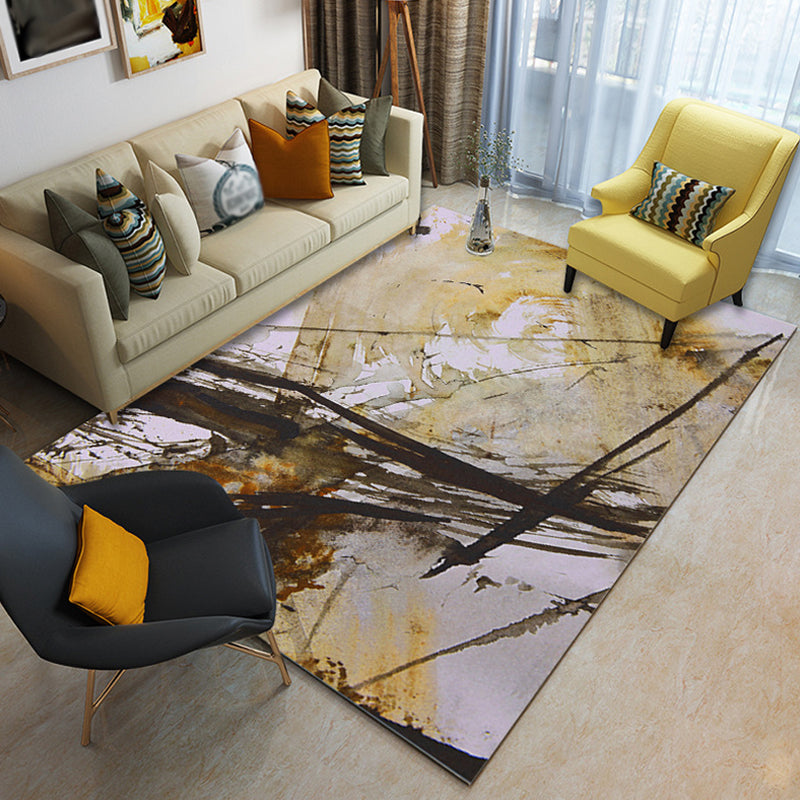 Multicolor Living Room Rug Minimalist Watercolor Pattern Rug Polyester Washable Anti-Slip Backing Pet Friendly Carpet Yellow-Brown Clearhalo 'Area Rug' 'Modern' 'Rugs' Rug' 1811036